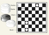 Damestein - Damespiel: Spielbrett und Damesteine Damestein - Damespiel: Spielbrett und Damesteine