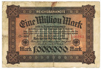 Inflationsgeld - Deutsche 1-Million-Mark-Geldnote aus dem Jahr 1924 Inflationsgeld - Deutsche 1-Million-Mark-Geldnote aus dem Jahr 1924
