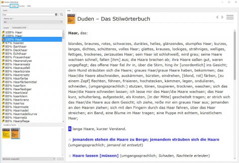 Screenshot: die Duden-Bibliothek unter Windows Screenshot: die Duden-Bibliothek unter Windows