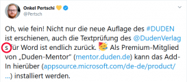Breitenloses Leerzeichen am Zeilenumbruch Screenshot eines Tweets