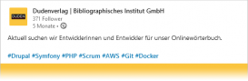 Hashtags außerhalb des Fließtextes Screenshot von LinkedIn
