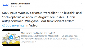 Nutzername ohne vorangestellten Artikel Screenshot eines Tweets
